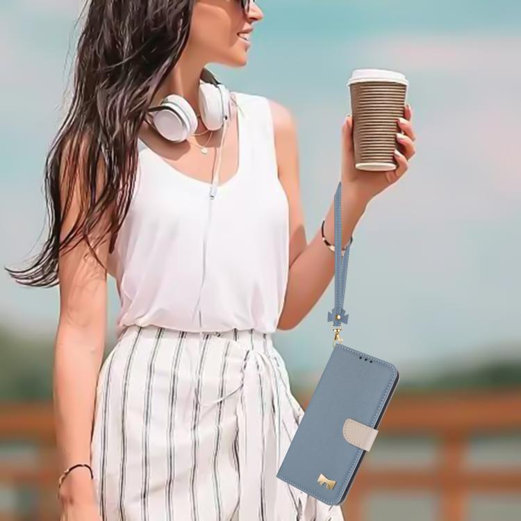 Funda de cuero con lazo metálico y correa para la mano para Redmi Turbo 4 Pro / Poco X7 Pro (azul claro)