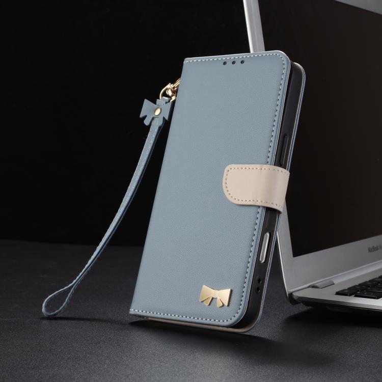 Funda de cuero con lazo metálico y correa para la mano para Redmi Turbo 4 Pro / Poco X7 Pro (azul claro)