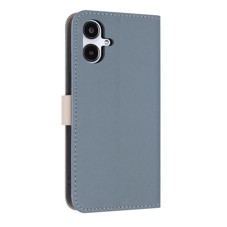 Funda de cuero con lazo metálico y correa de mano para Samsung Galaxy A06/A07 4G (azul claro)