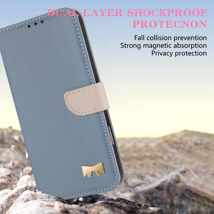 Funda de cuero con lazo metálico y correa de mano para Samsung Galaxy A06/A07 4G (azul claro)