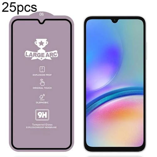 Película de vidrio templado de arco grande de aluminio de alta resistencia, 25 unidades, 9H, 0,4 mm, para Samsung Galaxy A05s