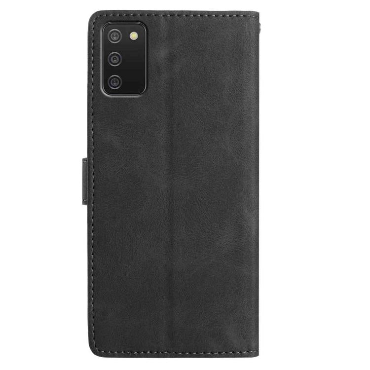Funda de cuero con estampado floral en relieve para Samsung Galaxy A02S (164 mm), color negro