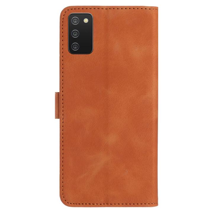 Funda de cuero con estampado floral en relieve para Samsung Galaxy A02S (164 mm, marrón)