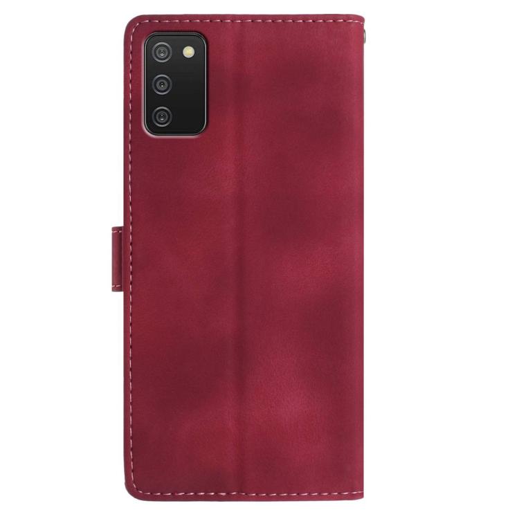 Funda de piel con estampado floral en relieve para Samsung Galaxy A02S (166 mm, UE) (rojo)