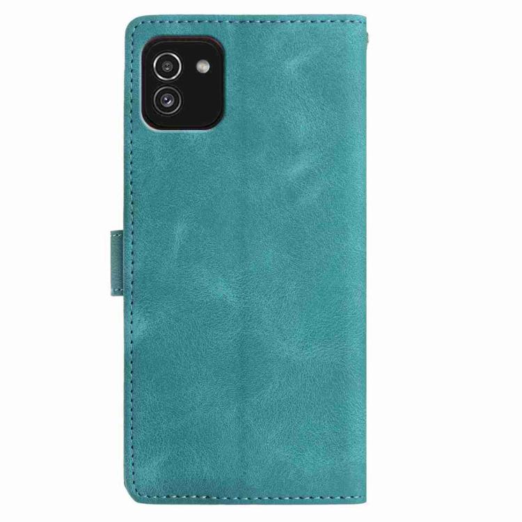 Funda de cuero con estampado floral en relieve para Samsung Galaxy A03 (verde)