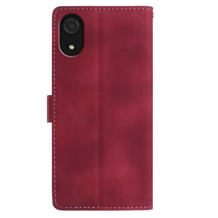 Funda de cuero con estampado floral en relieve para Samsung Galaxy A03 Core (roja)