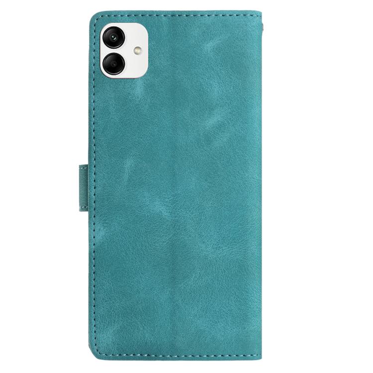 Funda de cuero con estampado de rosas en relieve para Samsung Galaxy A04 (verde)