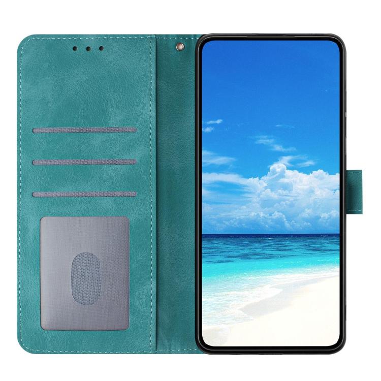 Funda de cuero con estampado de rosas en relieve para Samsung Galaxy A04S (verde)