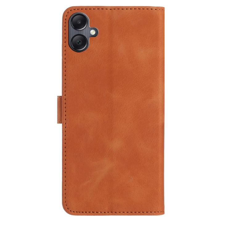 Funda de cuero con estampado de rosas en relieve para Samsung Galaxy A05 (marrón)
