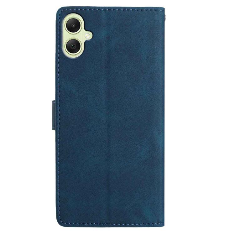 Funda de cuero con estampado floral en relieve para Samsung Galaxy A06 (azul oscuro)