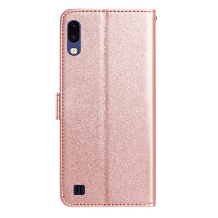 Funda de piel con estampado floral en relieve para Samsung Galaxy A10/M10 (oro rosa)
