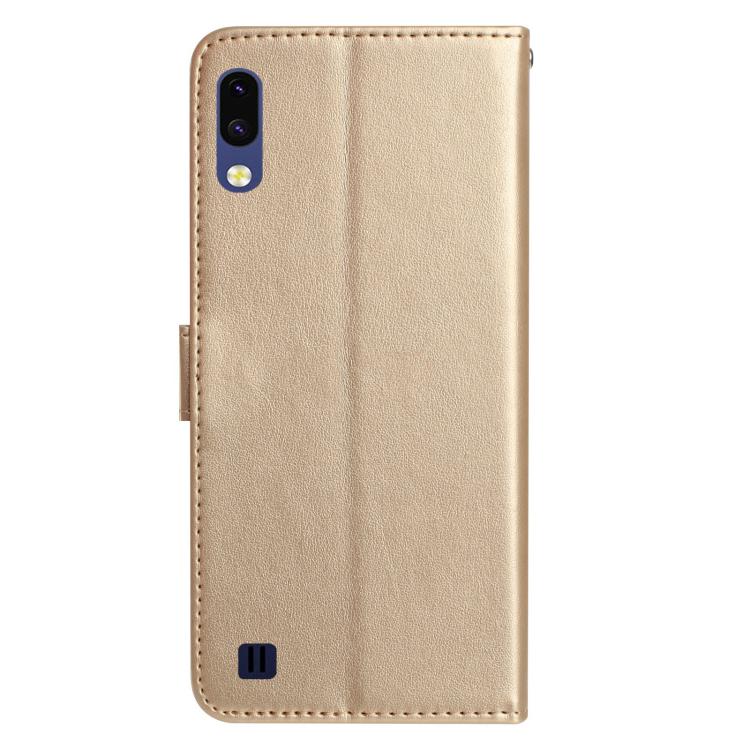 Funda de piel con estampado de rosas en relieve para Samsung Galaxy A10/M10 (dorada)
