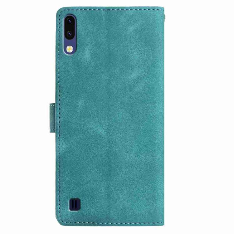 Funda de cuero con estampado floral en relieve para Samsung Galaxy A10/M10 (verde)
