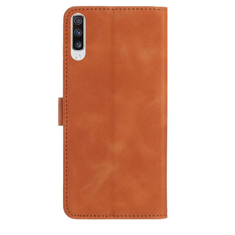 Funda de cuero con estampado de rosas en relieve para Samsung Galaxy A10/M10 (marrón)