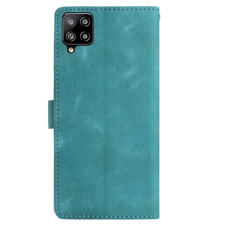 Funda de piel con estampado floral en relieve para Samsung Galaxy A12 (verde)