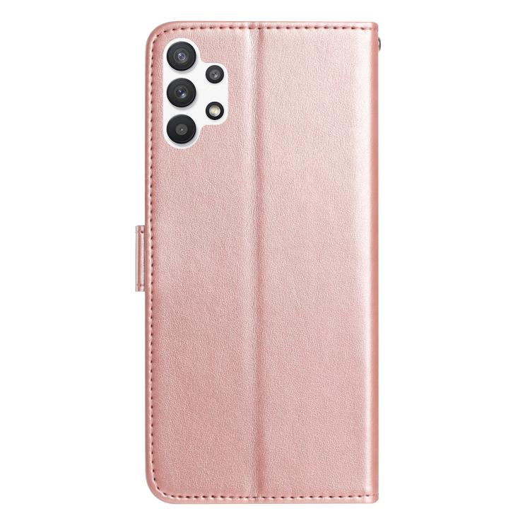 Funda de piel con estampado floral en relieve para Samsung Galaxy A13 4G (oro rosa)
