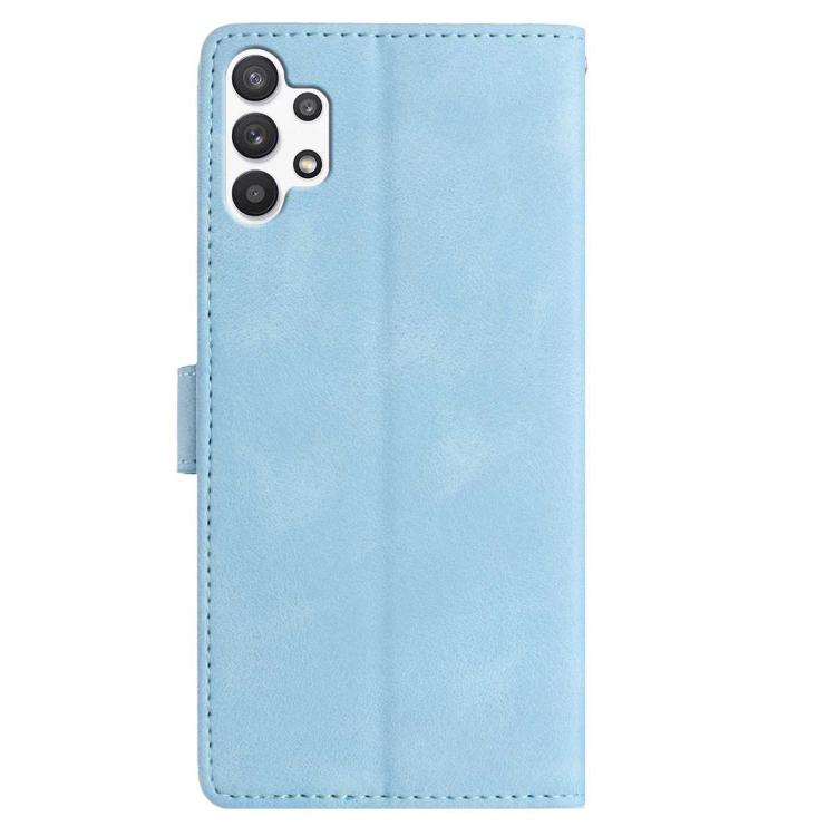 Funda de piel con estampado floral en relieve para Samsung Galaxy A13 4G (azul cielo)