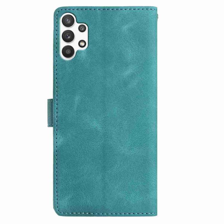 Funda de cuero con estampado floral en relieve para Samsung Galaxy A13 4G (verde)