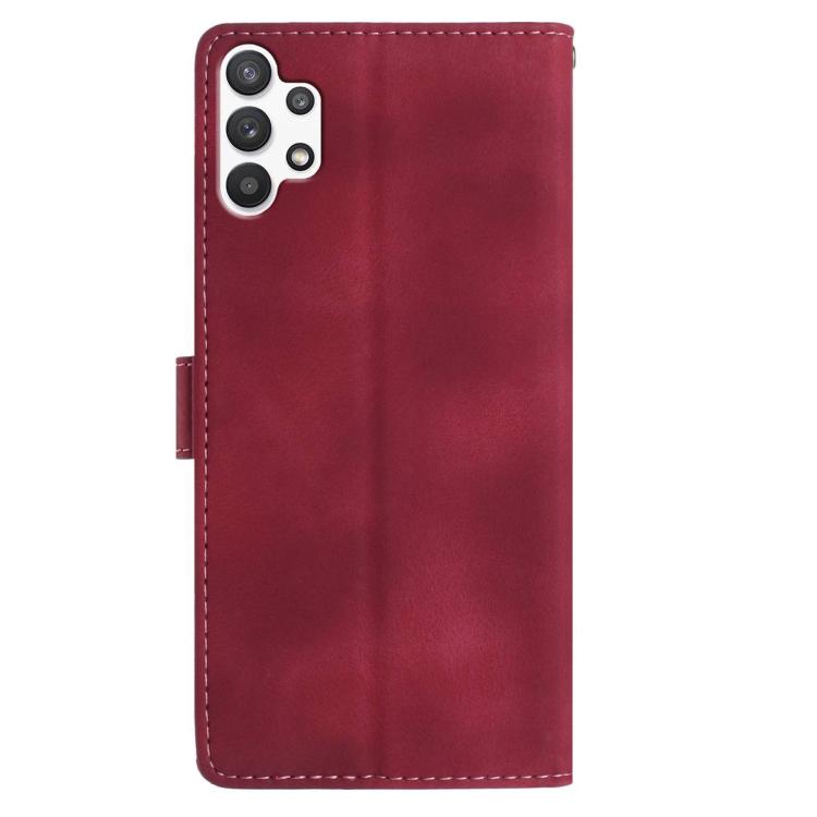 Funda de piel con estampado floral en relieve para Samsung Galaxy A13 4G (roja)