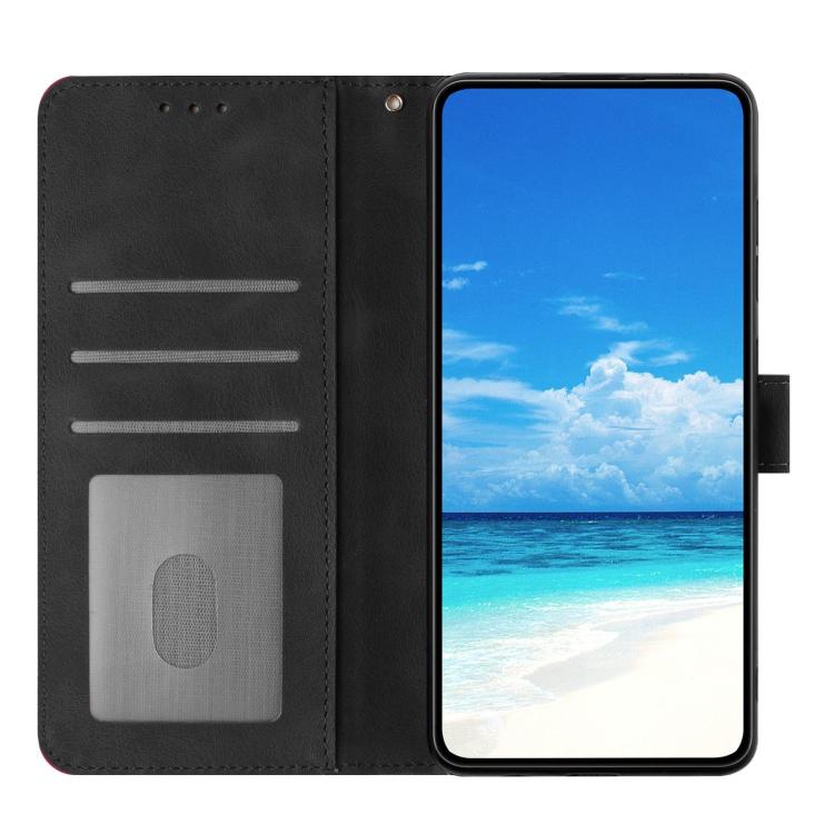Funda de cuero con estampado floral en relieve para Samsung Galaxy A14 (negra)