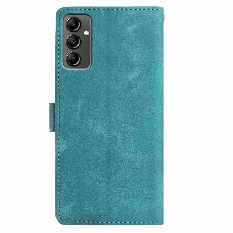 Funda de piel con estampado floral en relieve para Samsung Galaxy A14 (verde)