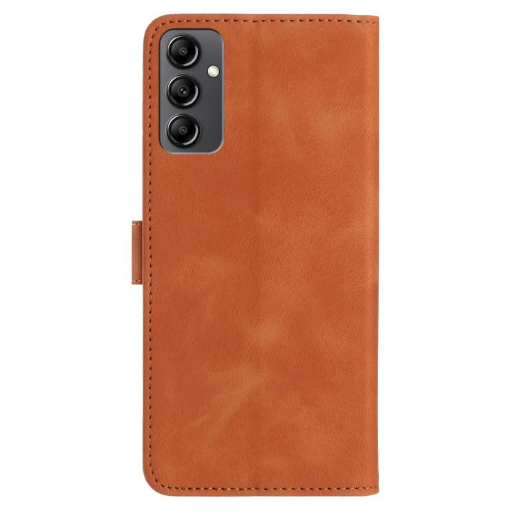 Funda de cuero con estampado de rosas en relieve para Samsung Galaxy A14 (marrón)