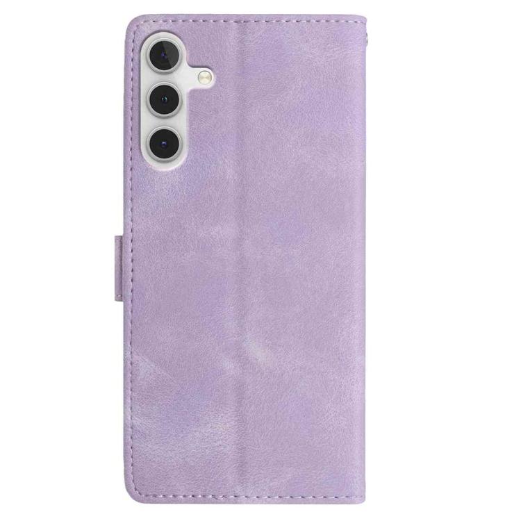 Funda de cuero con estampado de rosas en relieve para Samsung Galaxy A16 (morado claro)
