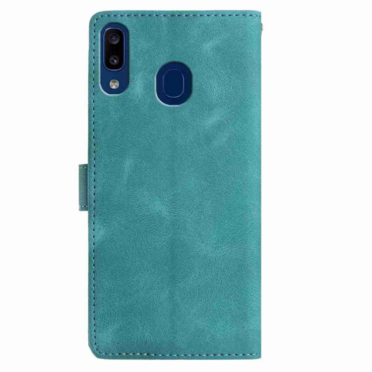 Funda de piel con estampado floral en relieve para Samsung Galaxy A20e (verde)