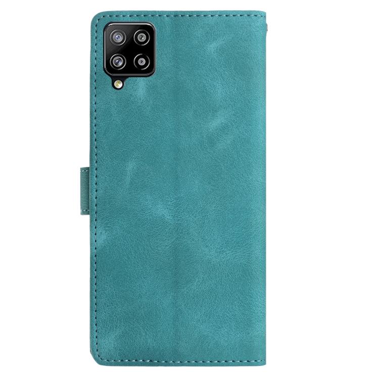 Funda de piel con estampado floral en relieve para Samsung Galaxy A22 (verde)