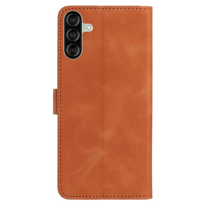 Funda de cuero con estampado de rosas en relieve para Samsung Galaxy A26 (marrón)