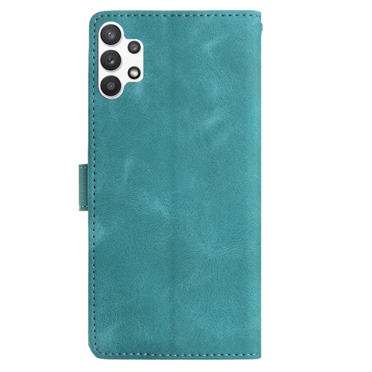 Funda de piel con estampado floral en relieve para Samsung Galaxy A32 (verde)