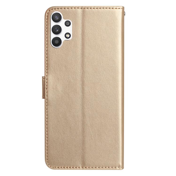 Funda de cuero con estampado floral en relieve para Samsung Galaxy A32 5G (dorada)