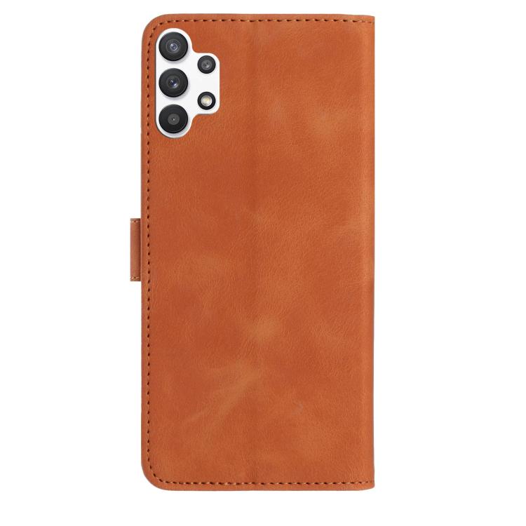 Funda de cuero con estampado de rosas en relieve para Samsung Galaxy A32 5G (marrón)