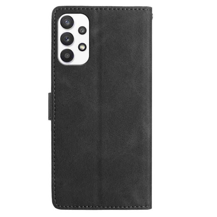 Funda de cuero con estampado de rosas en relieve para Samsung Galaxy A33 (negra)