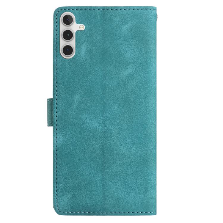 Funda de piel con estampado floral en relieve para Samsung Galaxy A34 (verde)