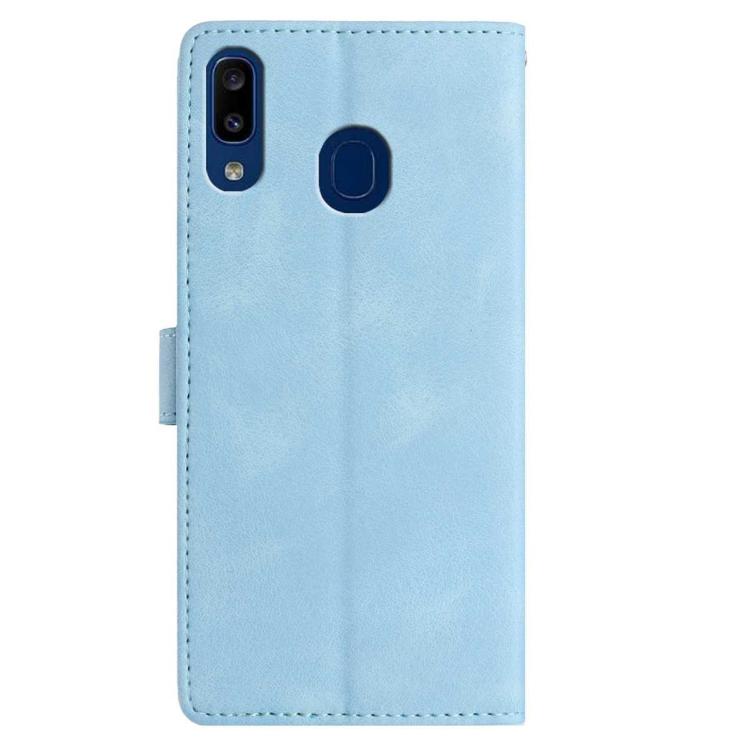Funda de piel con estampado de rosas en relieve para Samsung Galaxy A40 (azul cielo)