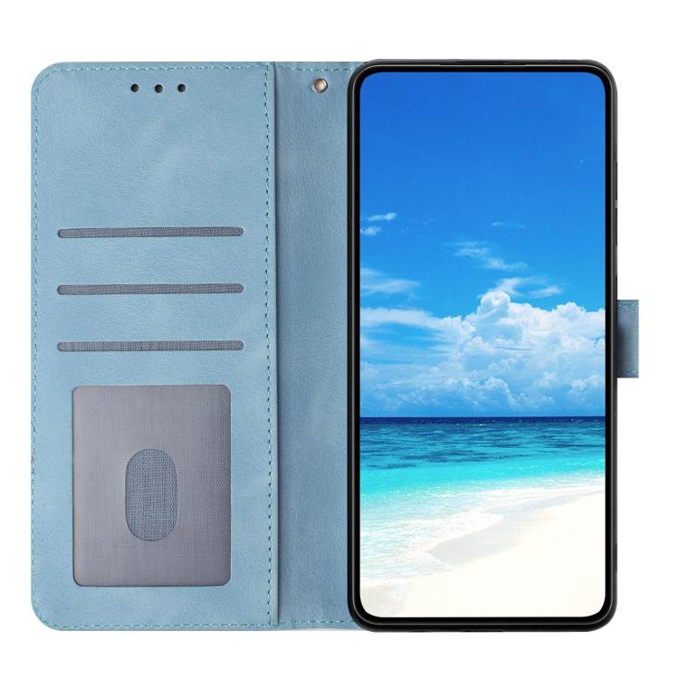 Funda de piel con estampado de rosas en relieve para Samsung Galaxy A40 (azul cielo)