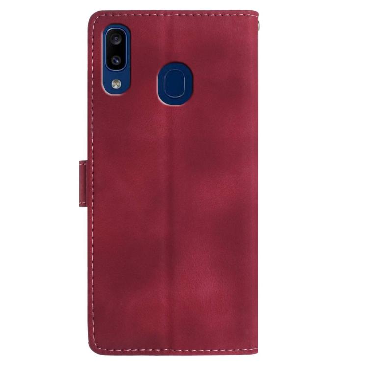 Funda de cuero con estampado de rosas en relieve para Samsung Galaxy A40 (roja)