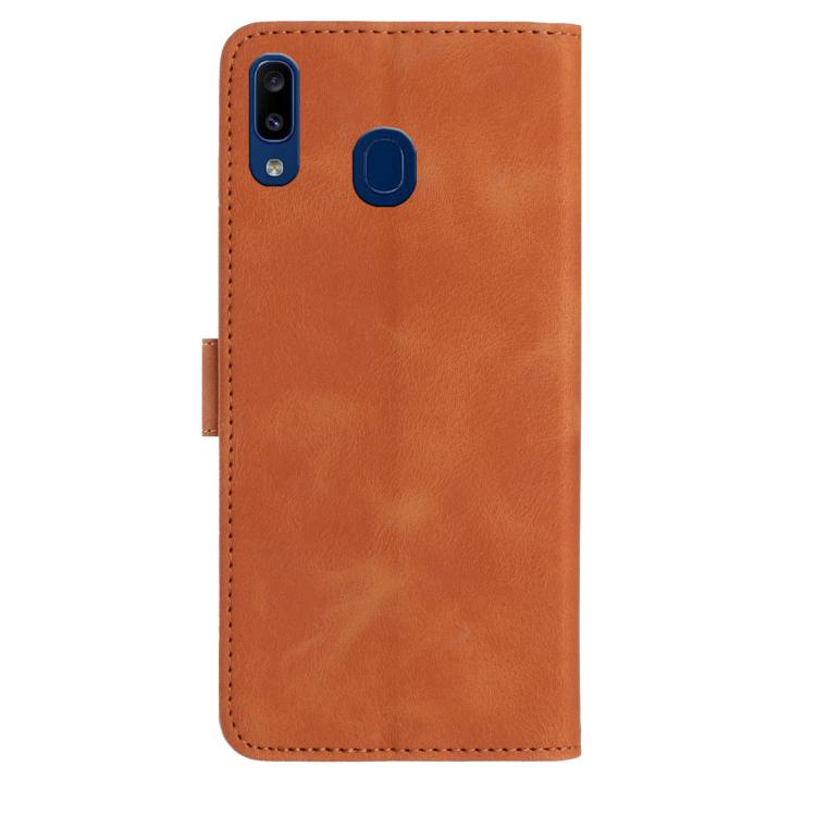 Funda de cuero con estampado de rosas en relieve para Samsung Galaxy A40 (marrón)