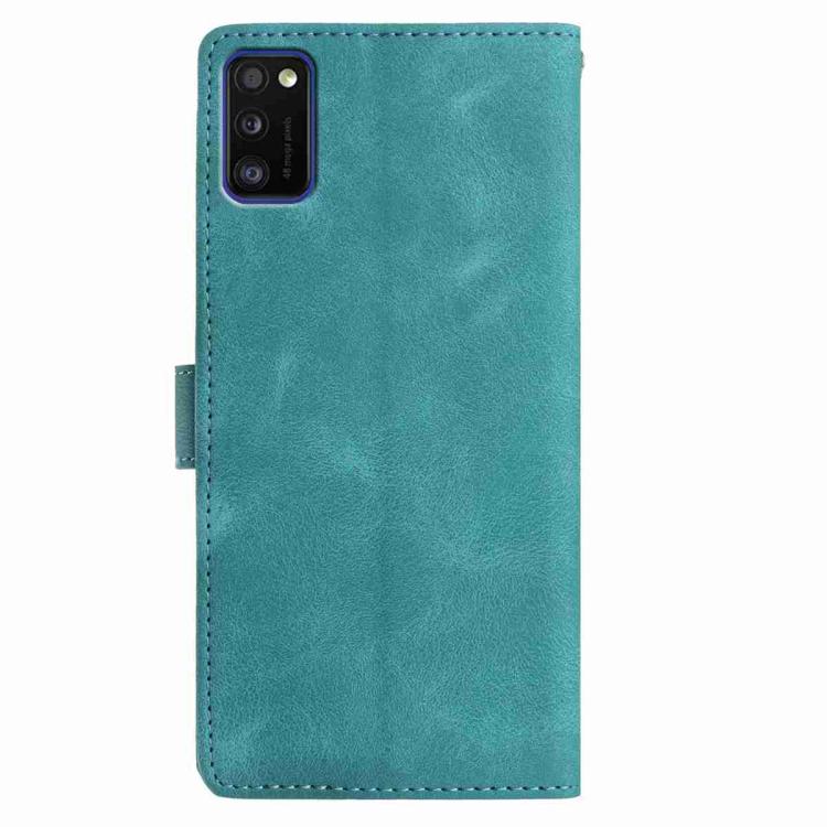 Funda de piel con estampado de rosas en relieve para Samsung Galaxy A41 (verde)