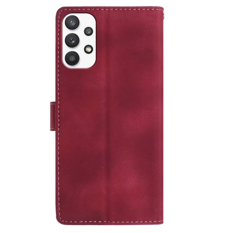 Funda de cuero con estampado de rosas en relieve para Samsung Galaxy A53 (roja)