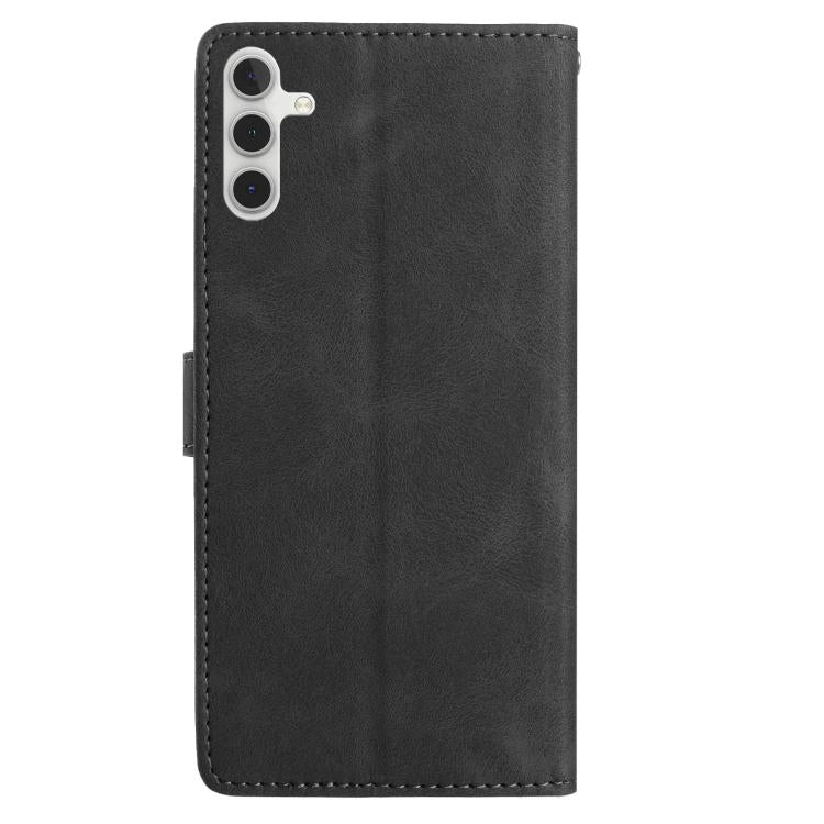 Funda de cuero con estampado de rosas en relieve para Samsung Galaxy A54 (negra)