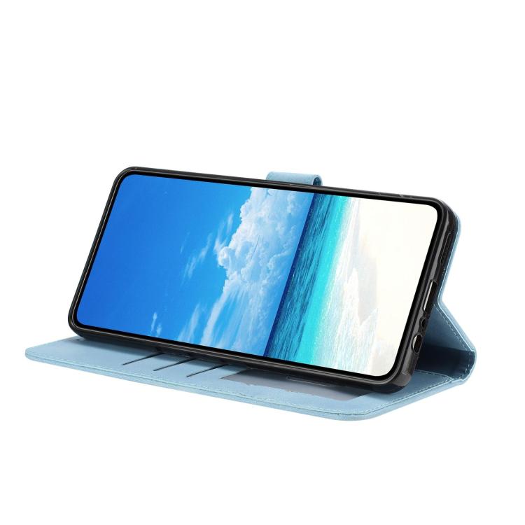 Funda de piel con estampado floral en relieve para Samsung Galaxy A54 (azul cielo)