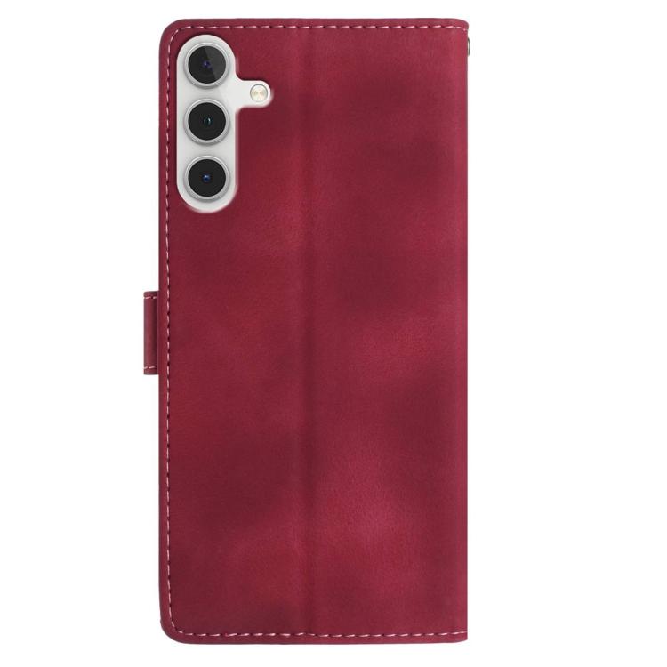 Funda de cuero con estampado de rosas en relieve para Samsung Galaxy A56 (roja)
