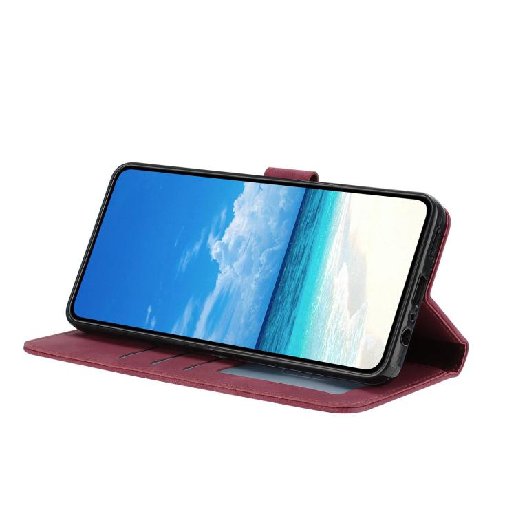 Funda de cuero con estampado de rosas en relieve para Samsung Galaxy A56 (roja)