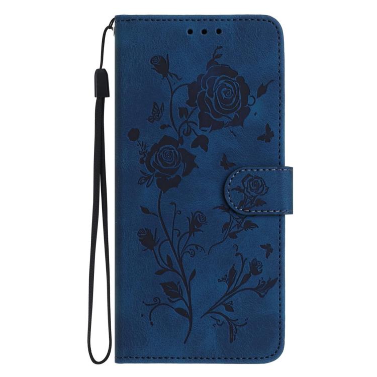 Funda de piel con estampado floral en relieve para Samsung Galaxy A72 (azul oscuro)