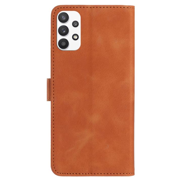 Funda de cuero con estampado de rosas en relieve para Samsung Galaxy A72 (marrón)
