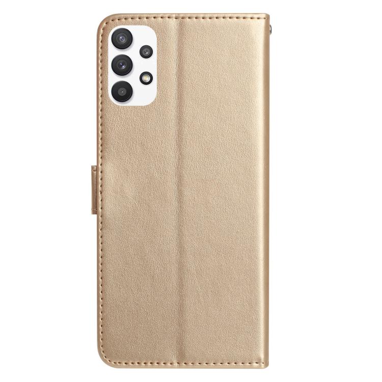 Funda de cuero con estampado de rosas en relieve para Samsung Galaxy A73 (dorada)
