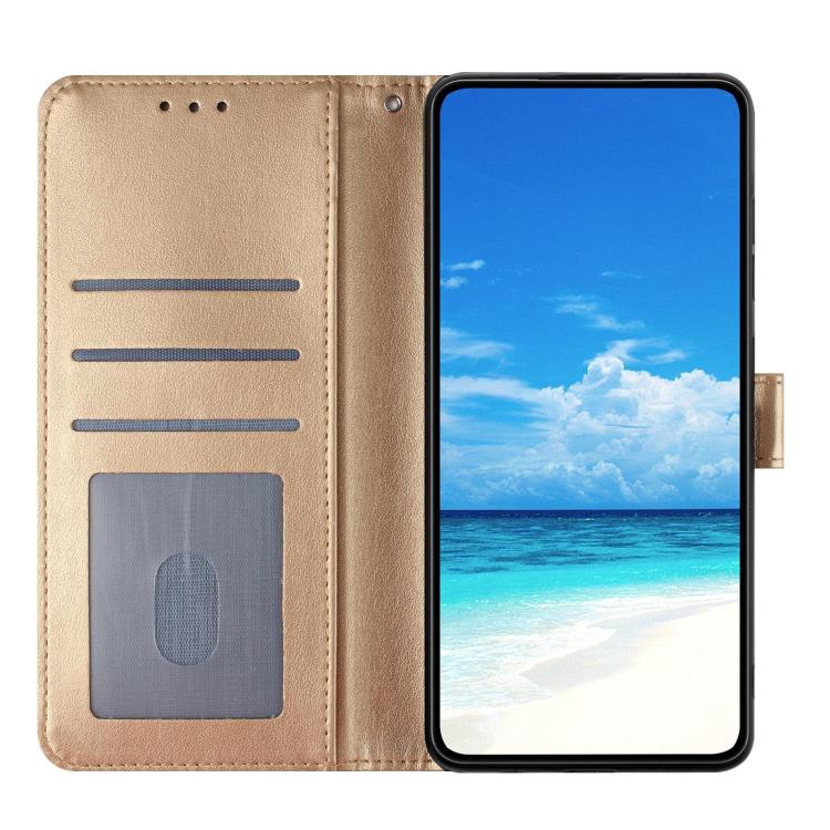 Funda de cuero con estampado de rosas en relieve para Samsung Galaxy A73 (dorada)