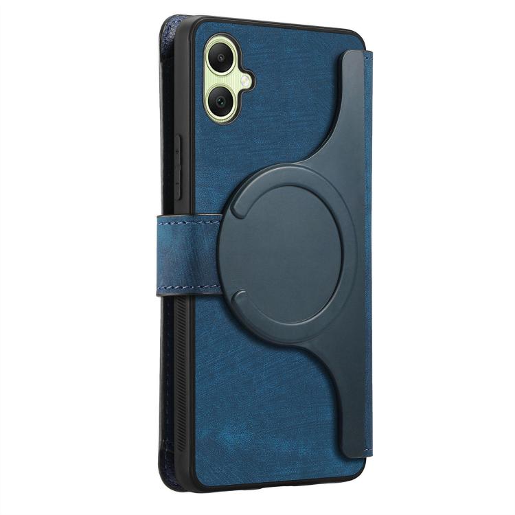 Funda Neo MagSafe RFID antirrobo con cremallera para Samsung Galaxy A06, de cuero estilo retro (azul)